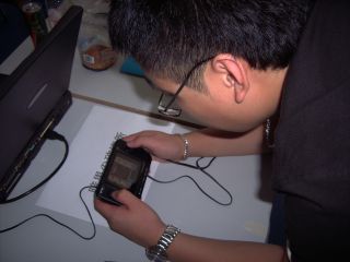 Peter playing Quarth on the GP2X