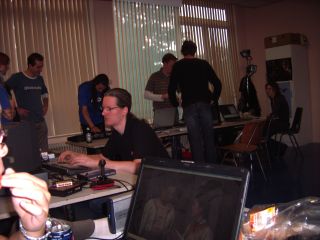 Peter watching Chinese soap operas, OmegaMSX playing Manbow 2 monochrome edition and DemonSeed playing MSX tunes on his keyboard