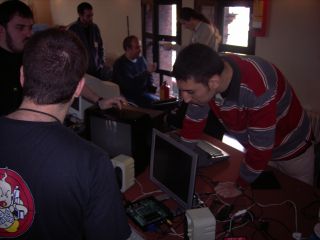 Saeba taking a closer look at the One Chip MSX prototype