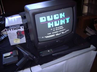 Duck Hunt awaiting players at the Karoshi booth
